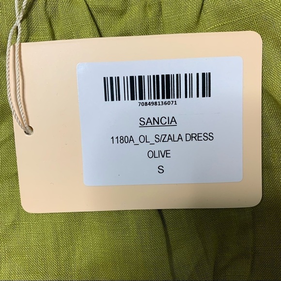 Sancia The Zala Dress New With Tags in Olive Size Small 100 % Linen - Picture 10 of 12